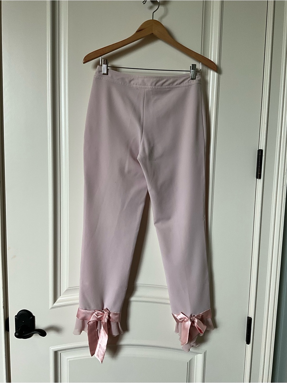Women's Light Pink Bow-Trim Ponte Pants